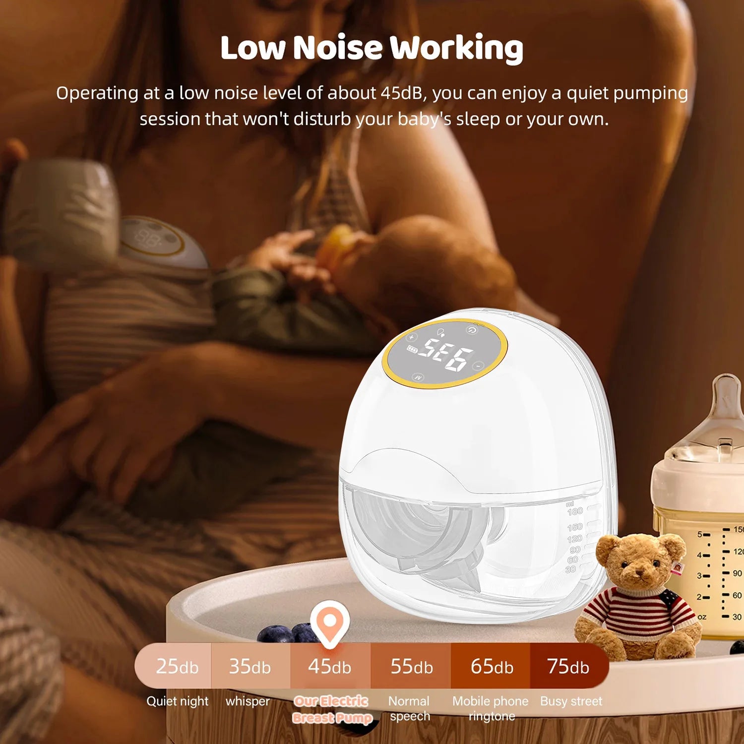 Portable Wearable Breast Pump Hands Free Electric Breast Pump with LED Screen for Breastfeeding 3 Modes 9Suction Level Low Noise