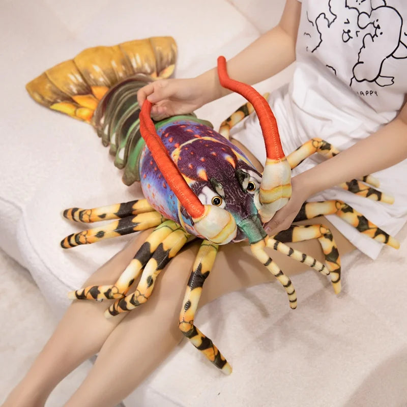 Colorful Lobster Plush Toy Stuffed Throw Pillow - Lifelike Design Creative Home Decor Funny Christmas Gift Vivid Lobster Theme