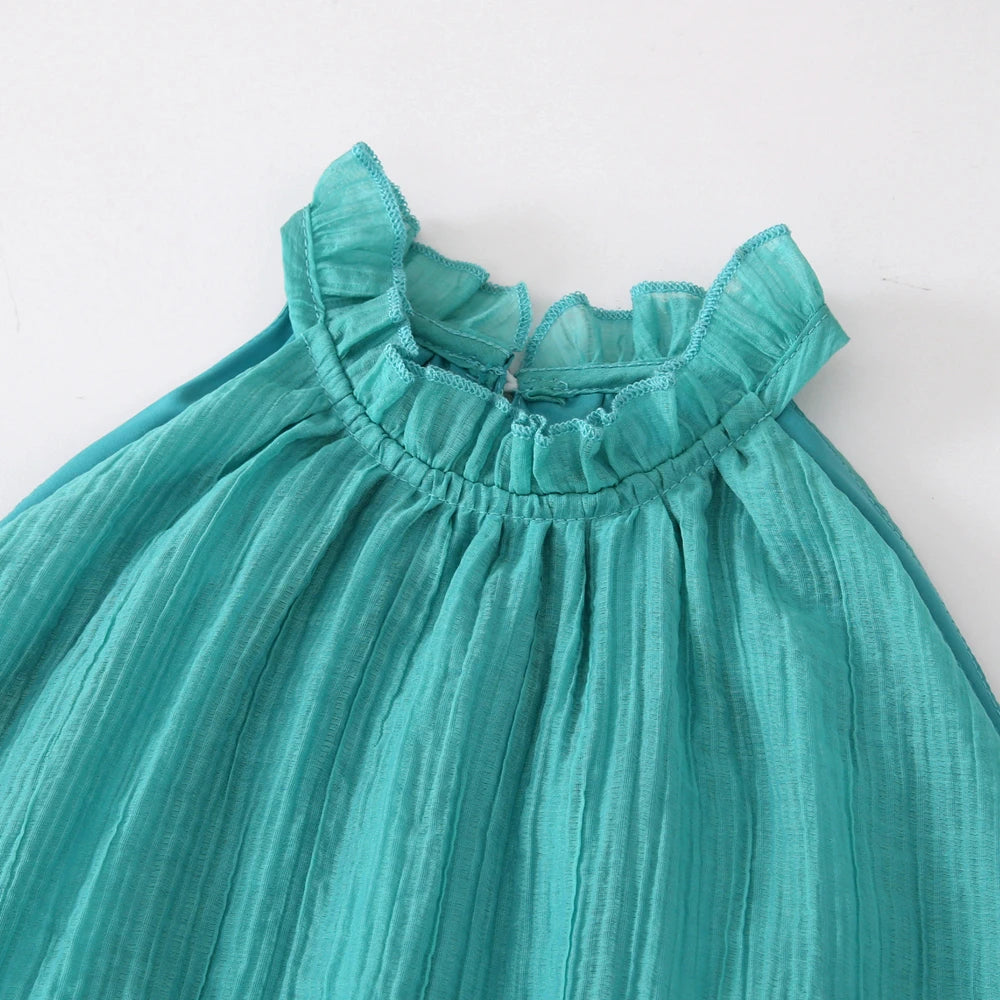 Humor Bear Summer Girl's Dress Solid color retro-style halter sleeveless Fashion Princess Dress Casual Dresses For Girls
