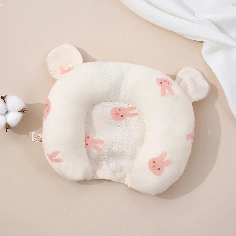 Baby Pillow Newborn Soft Breathable Pillows Cartoon Print Cute Bear Small Ear for Infant 0-24Months Pillow