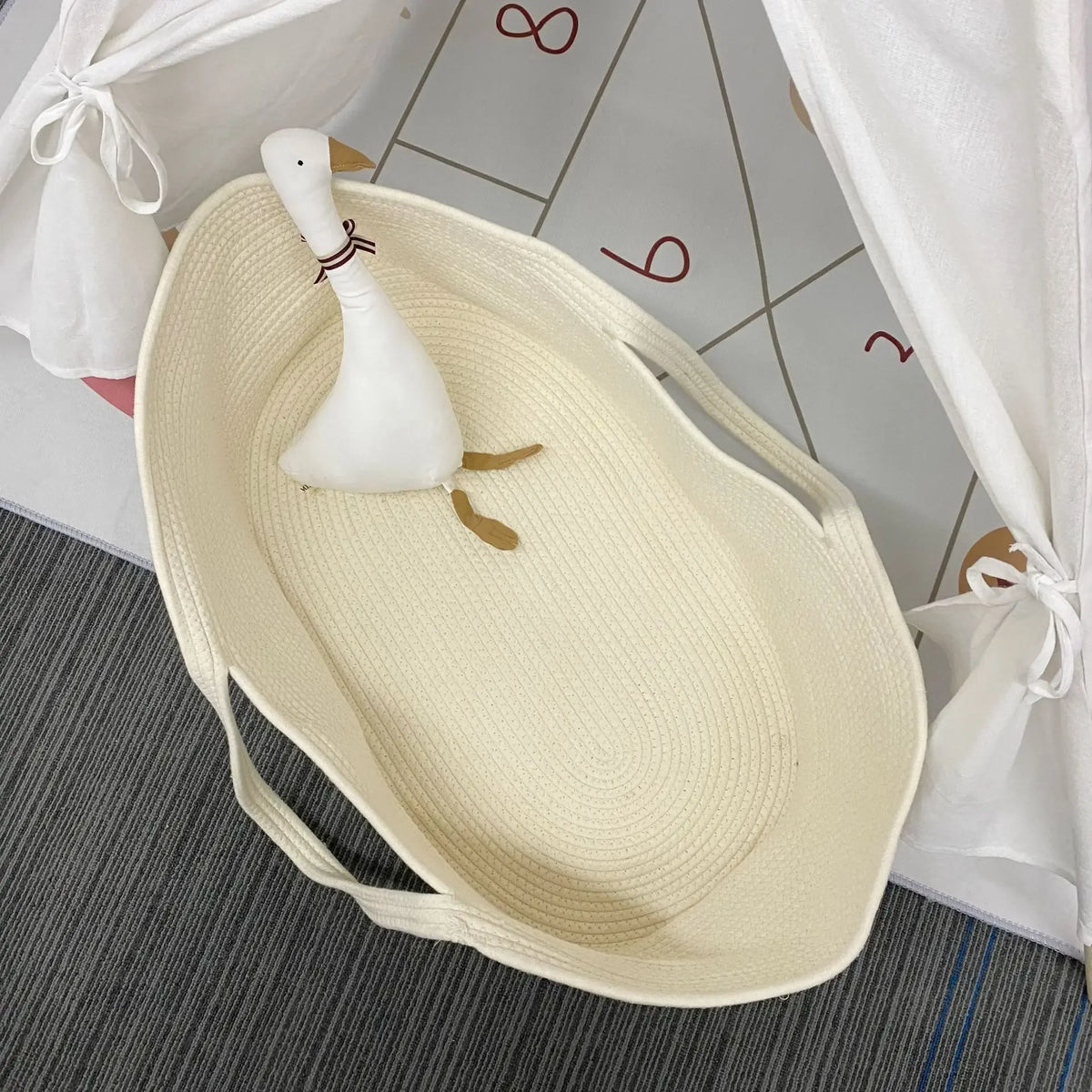 Ins Newborn Hand Basket Cotton Rope Woven Crib Baby Cradle Portable 70x13x44cm Infant Accessories Photography Props