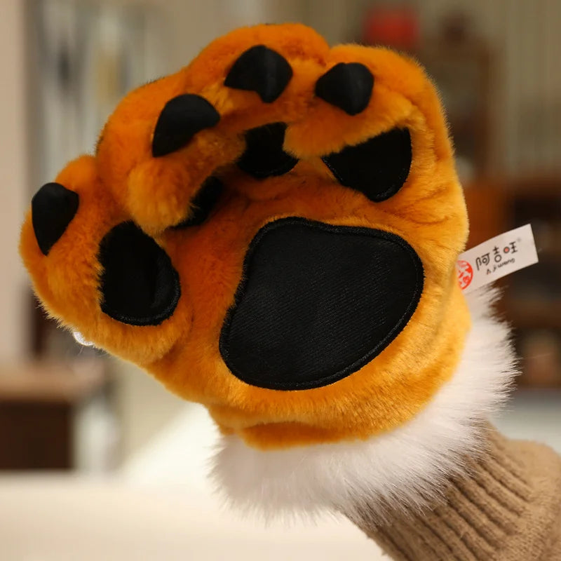 25cm Animal Claws Gloves Soft Stuffed Plush Toys Dog Bear Tiger Paws Plush Gloves Cosplay Costume Photograpy Props Charm Gifts