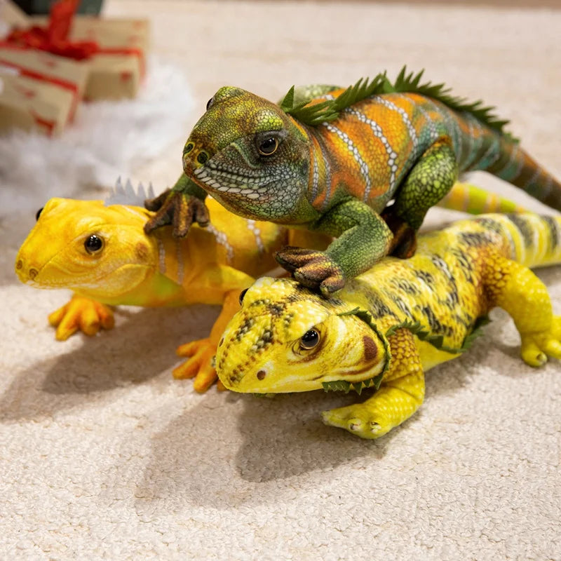 Hot Tropical Rainforest Wildlife Simulation Lizard Plush Doll Lifelike Chameleon Stuffed Toys Cute Reptile Pet Model Kids Gifts