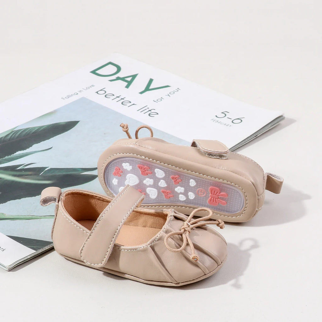 Spring Autumn Baby First Walking Toddler Shoes For 0-18 Months Three Colors High Quality PU Leather And TPR Sole Sweet Design