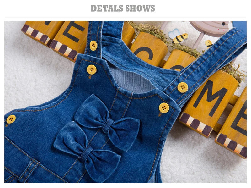 IENENS Baby Girls Overalls Kids Trousers Denim Dungarees Embroidery Butterfly Pants Toddler Infant  Jumpsuit 0-4 Years Clothes