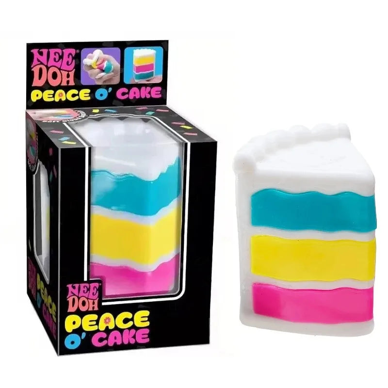 Needoh Peace O' Cake Slice Stress Squeeze Toy TPR Soft Squishy Fidget Gadget Mood Soothing Sensory Toy For Office Decompression