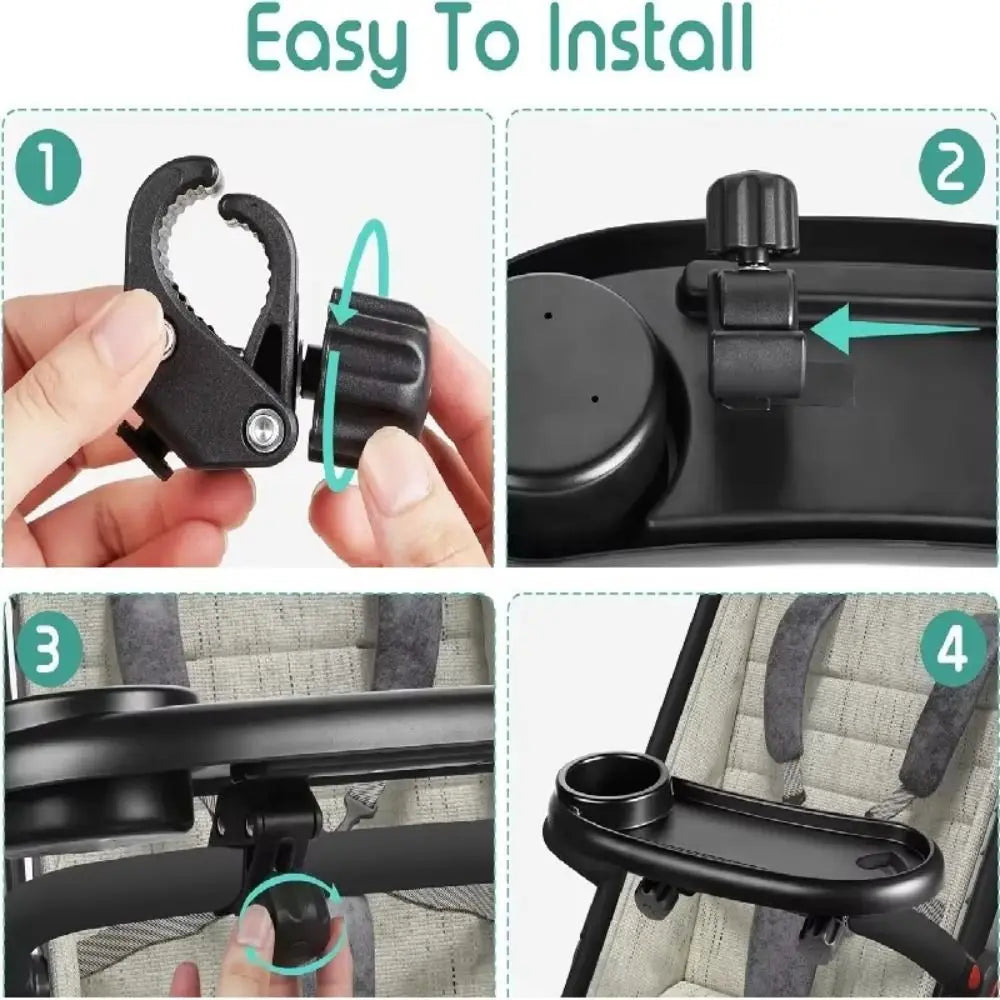 Antislip Stroller Cup Holder Detachable Handy Universal Stroller Tray Multi-purpose Convenient Baby Stroller Cup Holder Toddlers