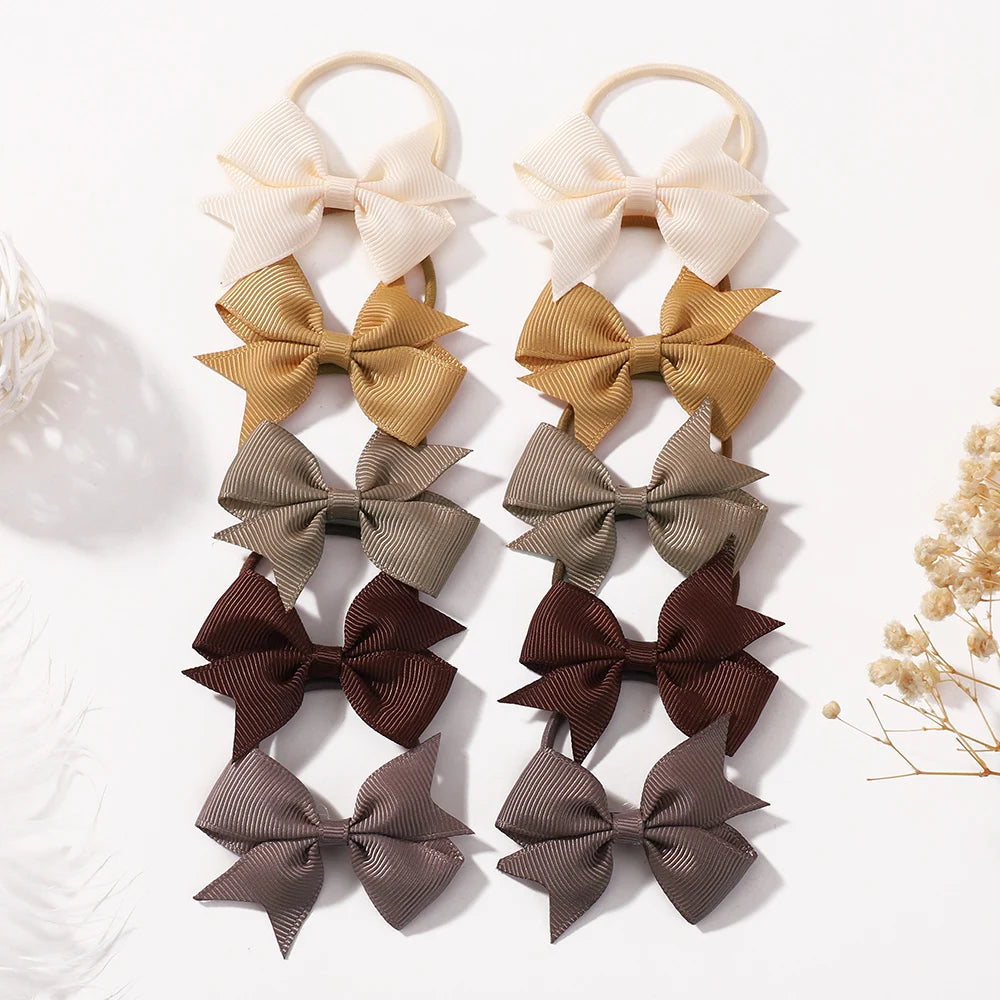 Bowknot Hairband For Girls 2.6 Inch Elastic Satin Headband 10 Pcs Lot Bulk Pack