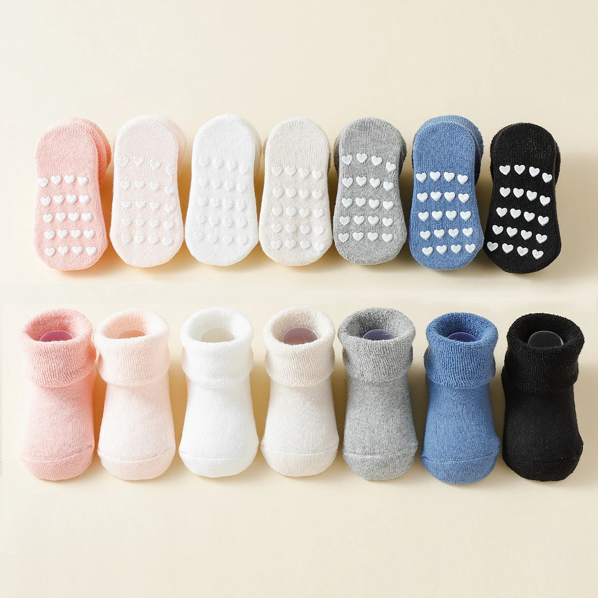 5 Pairs Baby Socks Winter Thick Terry Kids Mid Tube Socks For Girl Boy Solid Color Warm Newborn Anti Slip Floor Socks