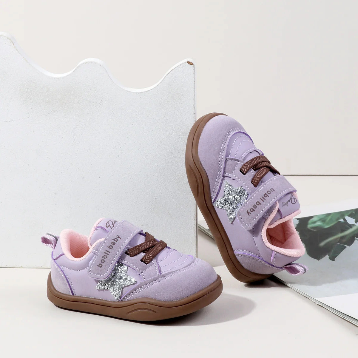 2025 Fashion Deisgn Baby Unisex First Walking Indoor Outdoor Sneakers With Glitter Star Decor Non-slip For 0-2Y Boys And Girls