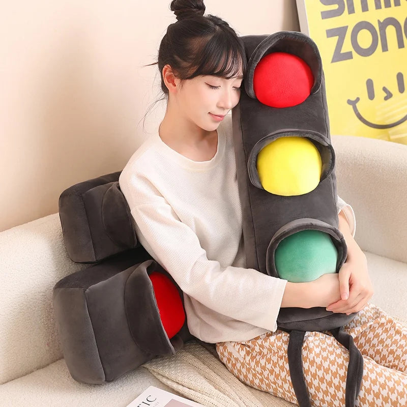 Lifelike Stuffed Signal Lamp Plush Toys Soft Traffic Light Toys For Children Funny Traffic Game Props Creative Home Decor
