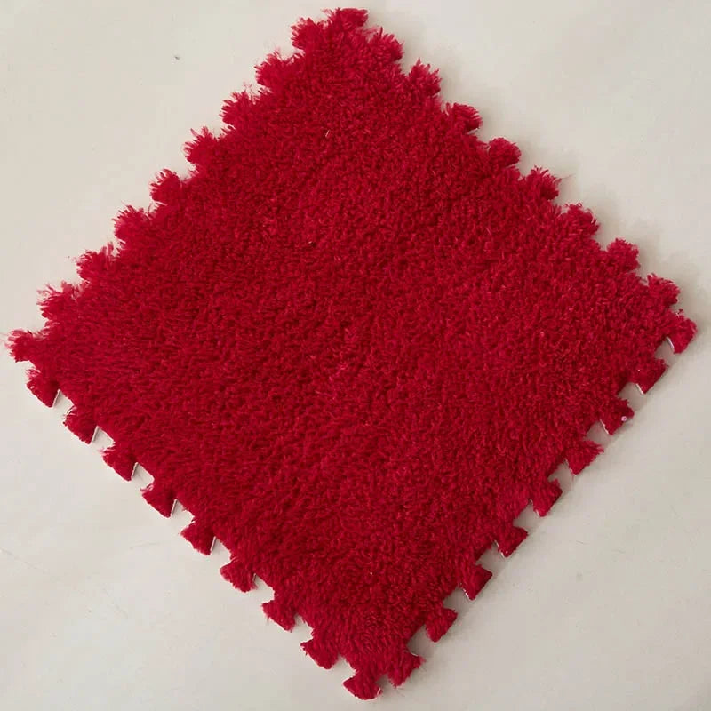 Soft Plush Kids Rug Play Mat 30x30cm Interlocking Puzzle Tiles for Floor Cushion