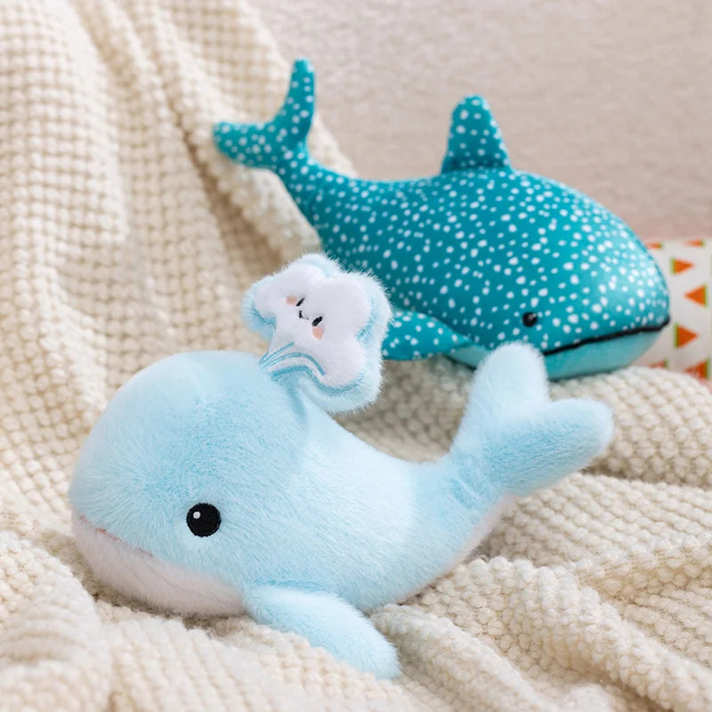 25cm Soft Whale Plush Toys Blue Whale Shark Stuffed Fish Dolls Cute Ocean Animal Plushies Children's Room Decor Xmas Gift