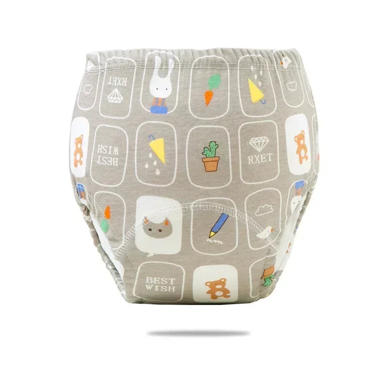 Cartoon Print Potty Training Pants Washable Breathable Cotton Cloth Diaper For Toddlers Nappy