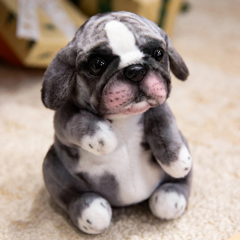 Realistic Sitting Poodle Pug Puppy Plush Toy Stuffed Doggy Cute Fluffy Pet for Room Decor Children's Birthday Gift