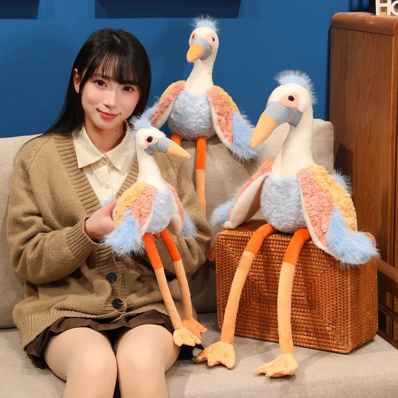 Wholesale Fantastic Crowned Crane Doll Stuffed Plush Balearica Big Bird Cartoon Long Legs Animal Toy Colorful Plushie Gift