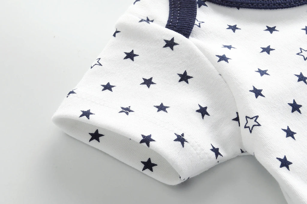 6 Pcs/Lot Cartoon Baby Boys Girls Bodysuits Short Sleeve Newborn Unisex Onesies Summer Infant Clothes Fashion Outfits