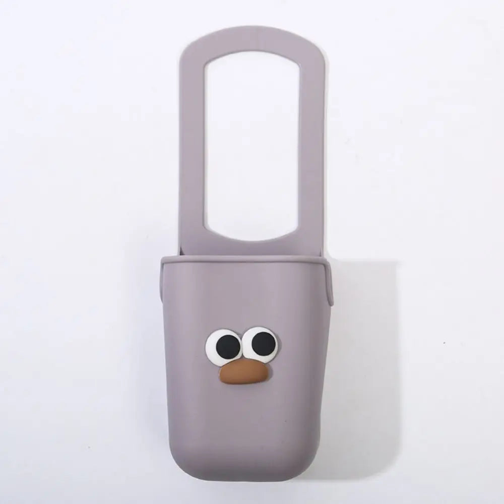 Cute Silicone Cup Holders Large Capacity Portable Baby Stroller Cup Rack Bottle Storage Bag Cartoon Face Water Bottle Pouches
