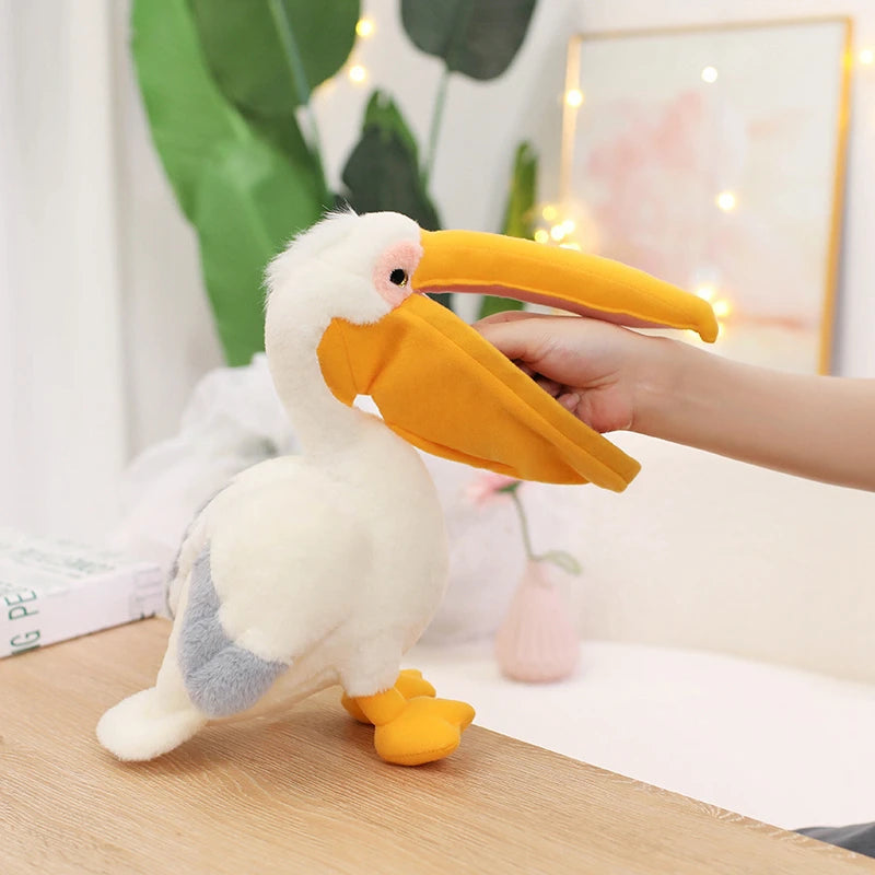 New Cartoon Pelican Plush Toys Realistic White Pelican Stuffed Bird Animal Soft Dolls Promotional Cheap Christmas Birthday Gifts