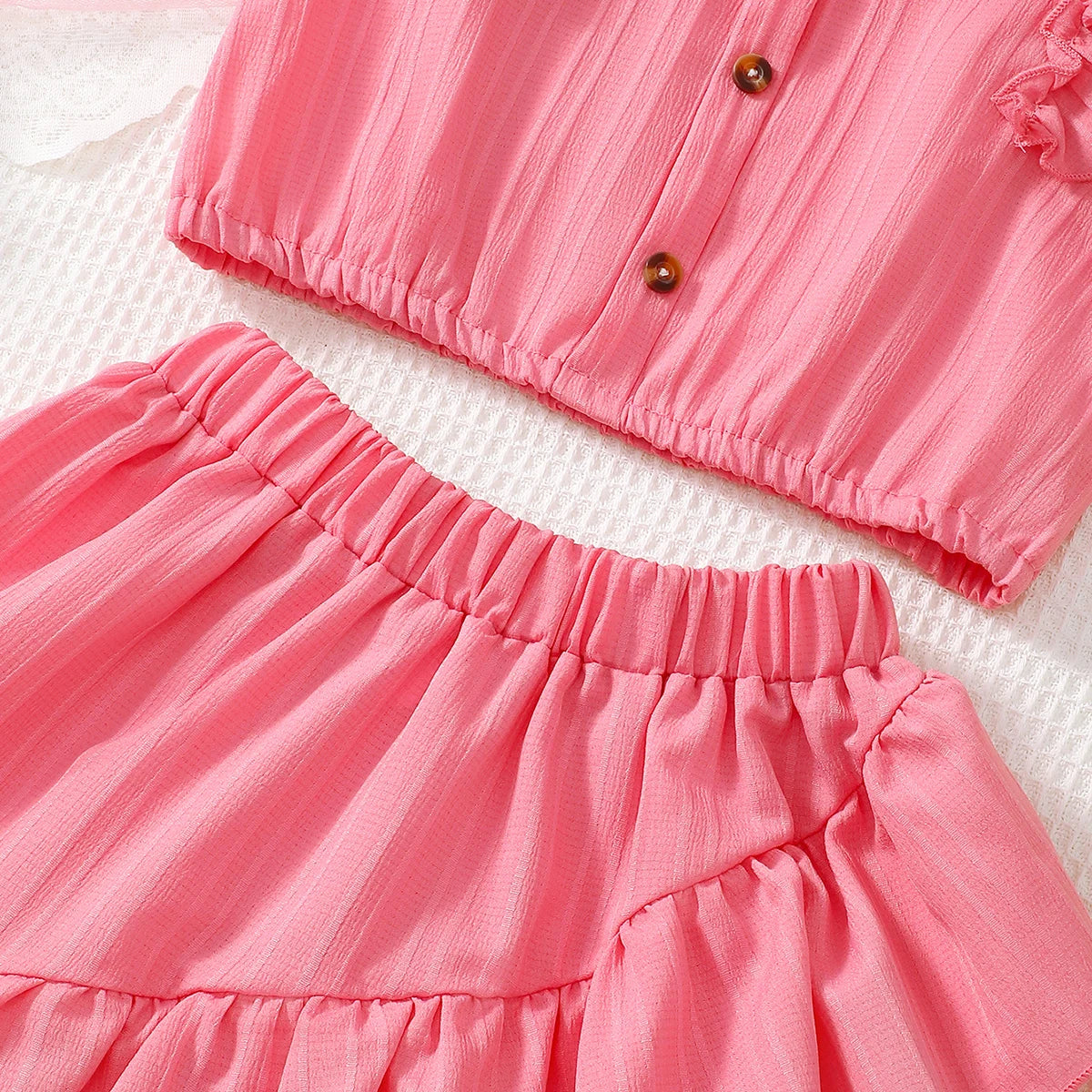8-11 Year old girl's set with Ruffled Wave stripe Top and Irregular Design Skirt children's  Girl fashion Set