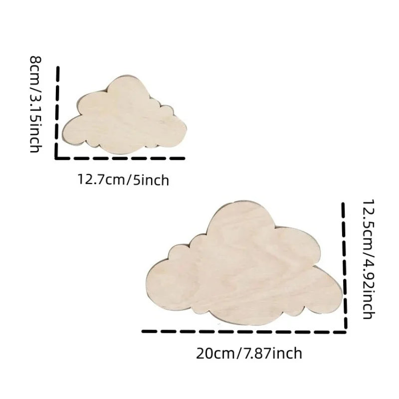 2-Piece Nordic Style Wooden Cloud Wall Decorations - Cute Decor.