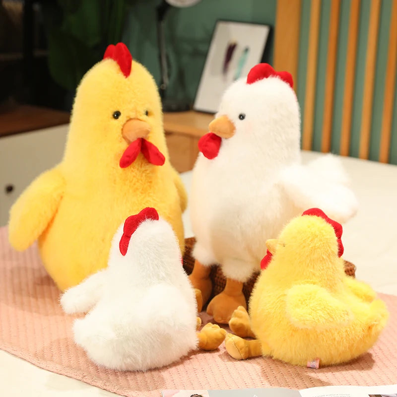 Nice Fluffy Chicken Plush Toys Cute Farmyard Animal White Yellow Chicken Plushies Funny Wet Chick Dolls Girl Boy Gift Home Decor