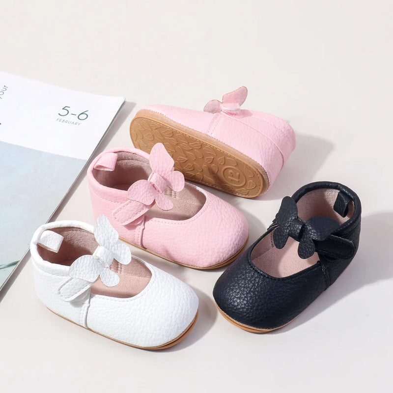 New Spring And Summer Baby Shoes Indoor Learning Shoes Butterfly Velcro Princess Shoes Anti-slip Baby Shoes