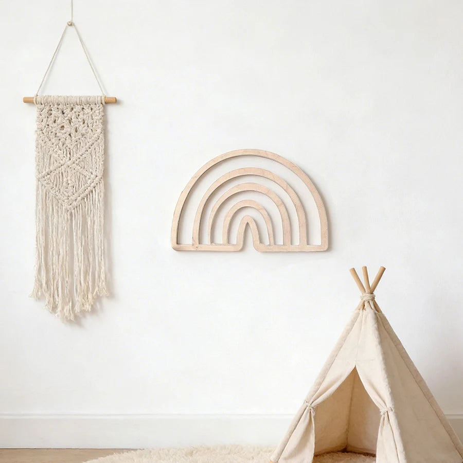 Ns Wooden Rainbow Wall Decor - Rustic Log Style Art Decoration.