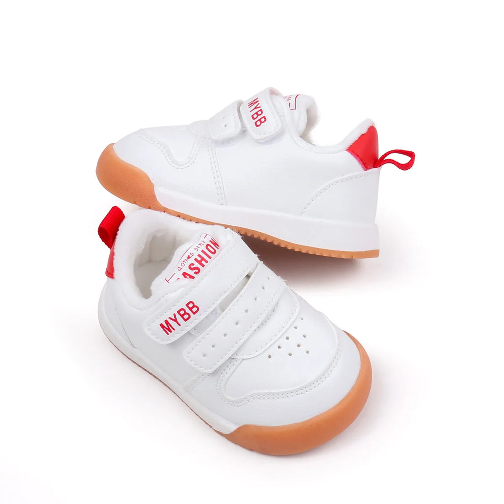 Winter Trendy New Baby Walking Shoes For Boys And Girls Small Children Anti-Slip Soft Sole White Sneakers