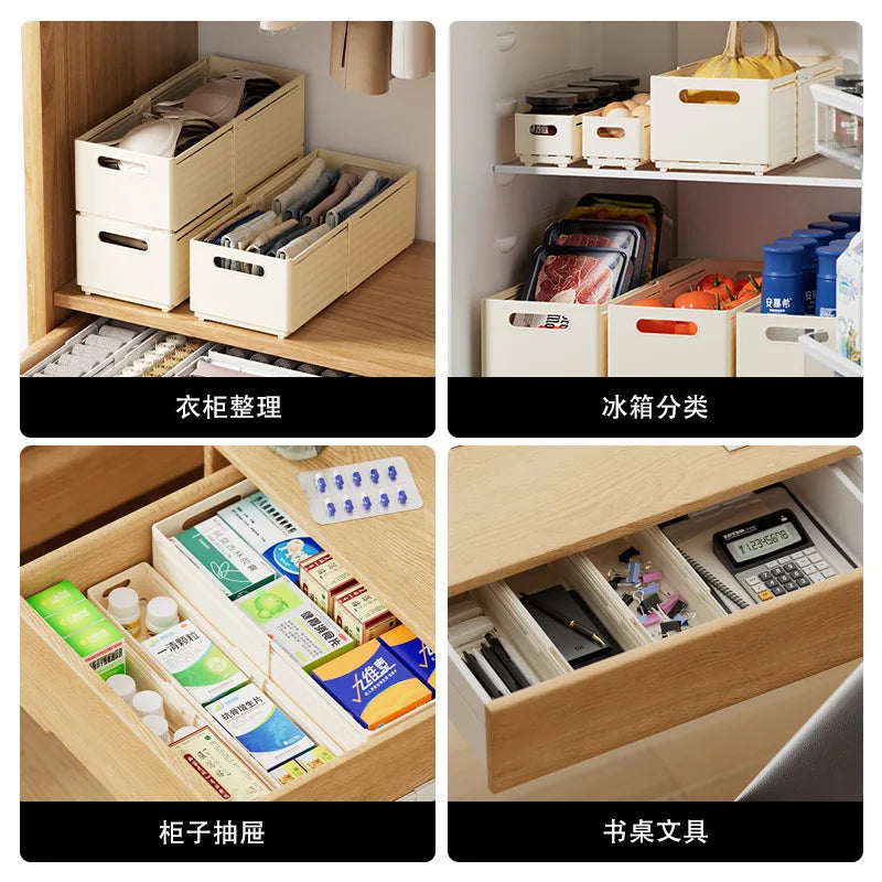 Foldable Clothes Storage Basket Expandable Storage Box Kitchen Cabinet Drawer Organizer Pull-out Snacks Beverage Storage Box