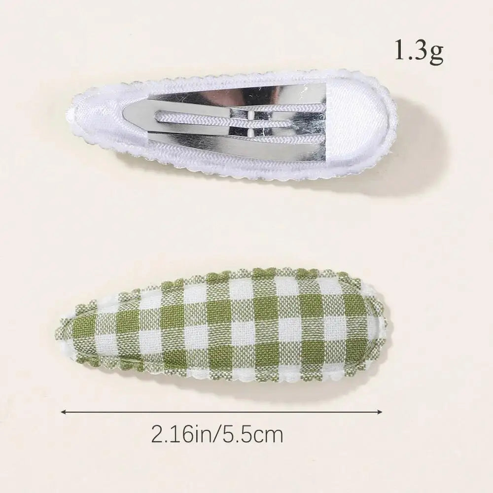 20 Pcs/Set Ins Flower Print Cotton Alloy Bow Hair Snap Clips Set Fabric Chess Baby Clamps Girls Headdress