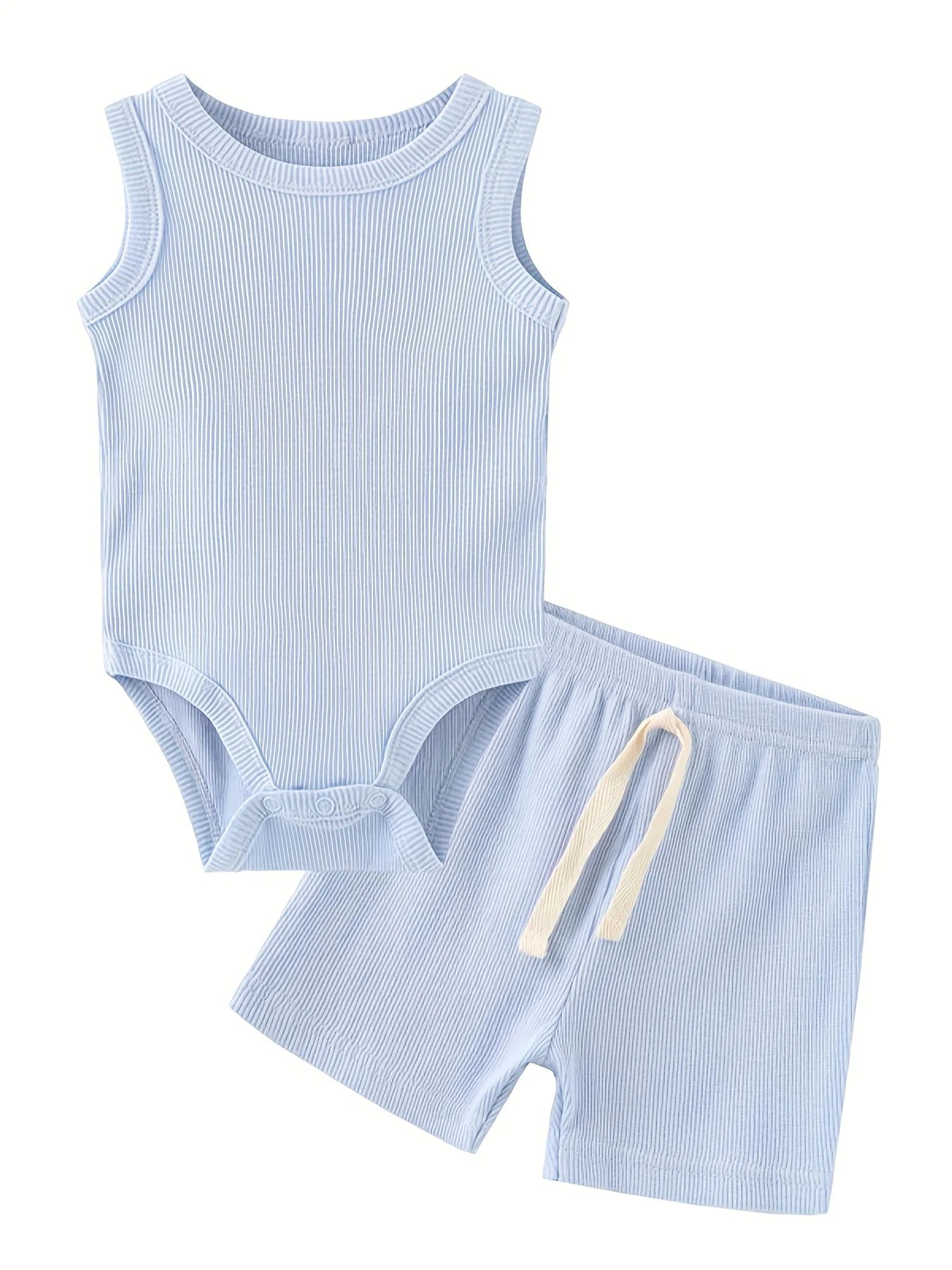 Kiddiezoom Summer Fashion Cartoon Sleeveless Baby Boy Girl Bodysuits+Pants Soft Baby Boy Girl Clothes