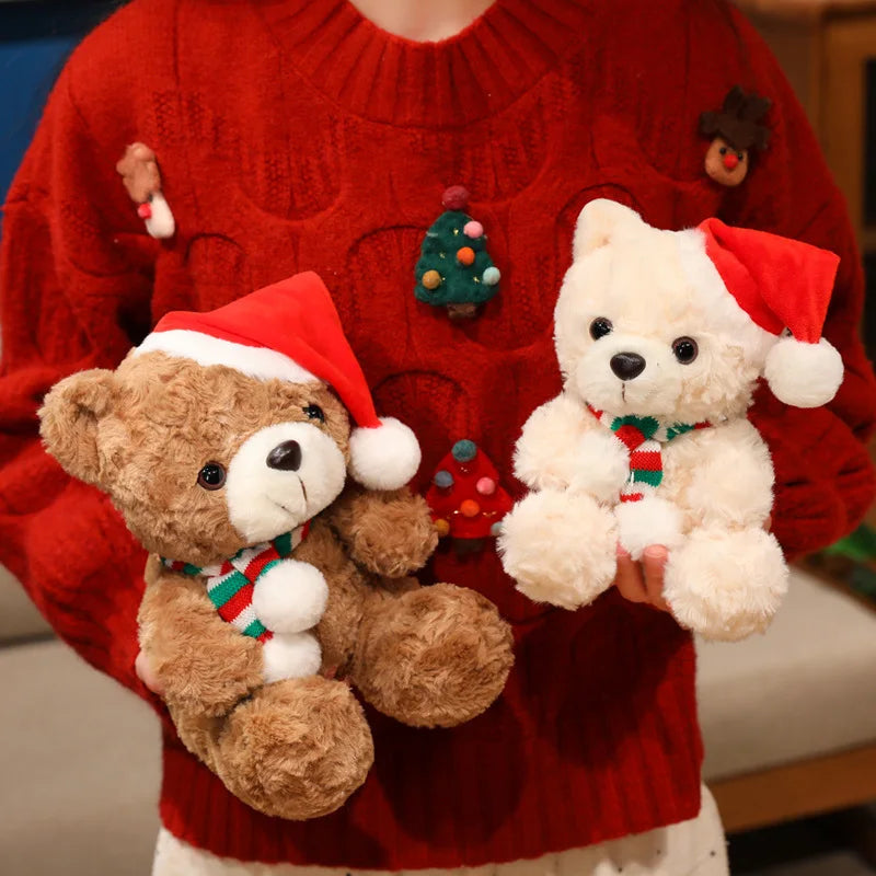 Lovely Cartoon Christmas Scarf Bear Penguin Soft Stuffed Elk Teddy Bear Doll Plush Toy Decoration Girl Boy Kids Christmas Gift