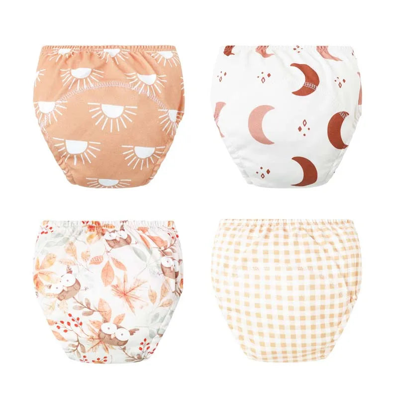 4Pcs Baby Diaper Training Pants Toddler Underwear Cotton Washable Infant Nappies Cloth Diapers Reusable Kids Shorts 11-18kg