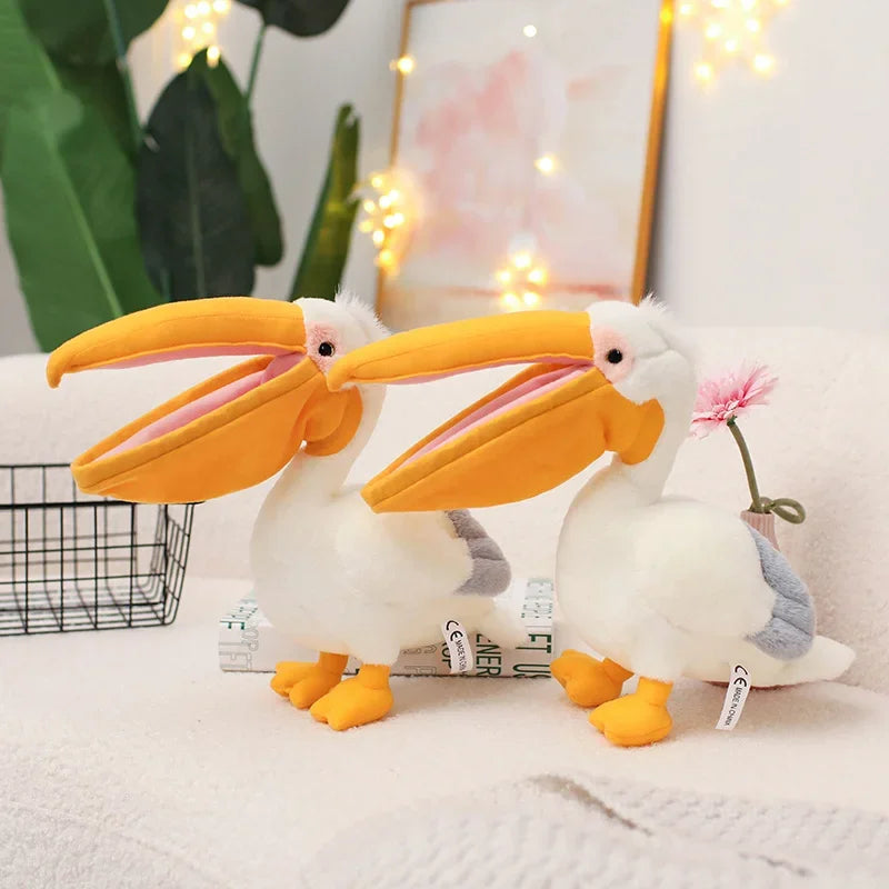 New Cartoon Pelican Plush Toys Realistic White Pelican Stuffed Bird Animal Soft Dolls Promotional Cheap Christmas Birthday Gifts