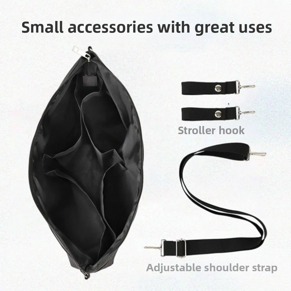 Portable Baby Stroller Storage Bag Multifunction Black Baby Pram Hanging Bag Large-capacity Waterproof Mommy Shoulder Bag