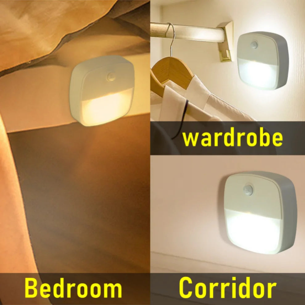 LDHLM Motion Sensor Light LED Night Lights AAA Battery Powered Bedroom Wall Staircase Closet Aisle Body Induction Lamp
