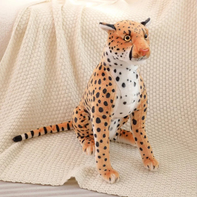 Hot Lifelike Plush Leopard Cheetah Toy Full Stuffed Forest Animal Peluche Doll Room Decor Christmas Holiday Gifts For Boys