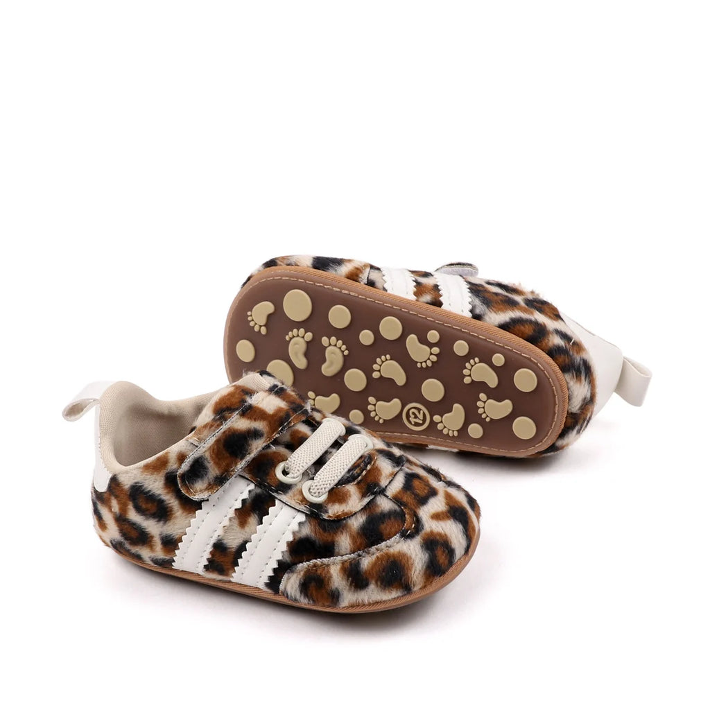 Hot Selling Baby Unisex First Walking Toddler Shoes For 0-18 Months Leopard Print Design Fashion And Comfortable High Quality
