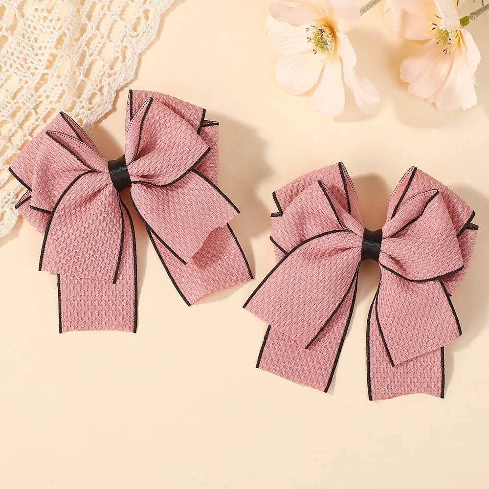 Korean Handmade Pearl Ribbon Hair Clips Set 2 Pcs Bowknot Hairpins For Women Girls HB-01