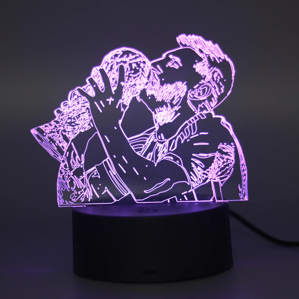 3D Illusion Night Light Messi 7 Color/16 Color Gradient Touch Switch LED Night Light Table Lamp (Crackle White)