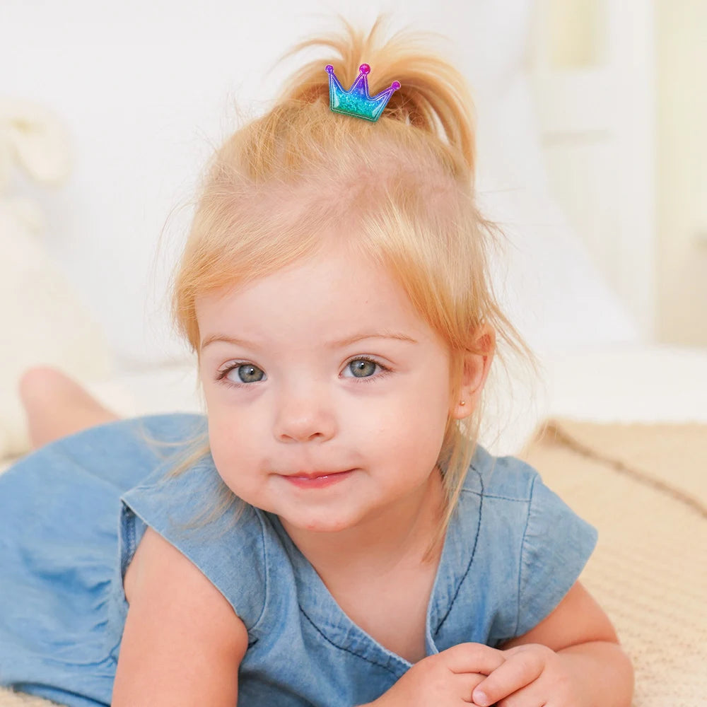 Random 40Pcs Crown rubber band headrope children's ponytail hairband rubber band party glitter colored headpiece