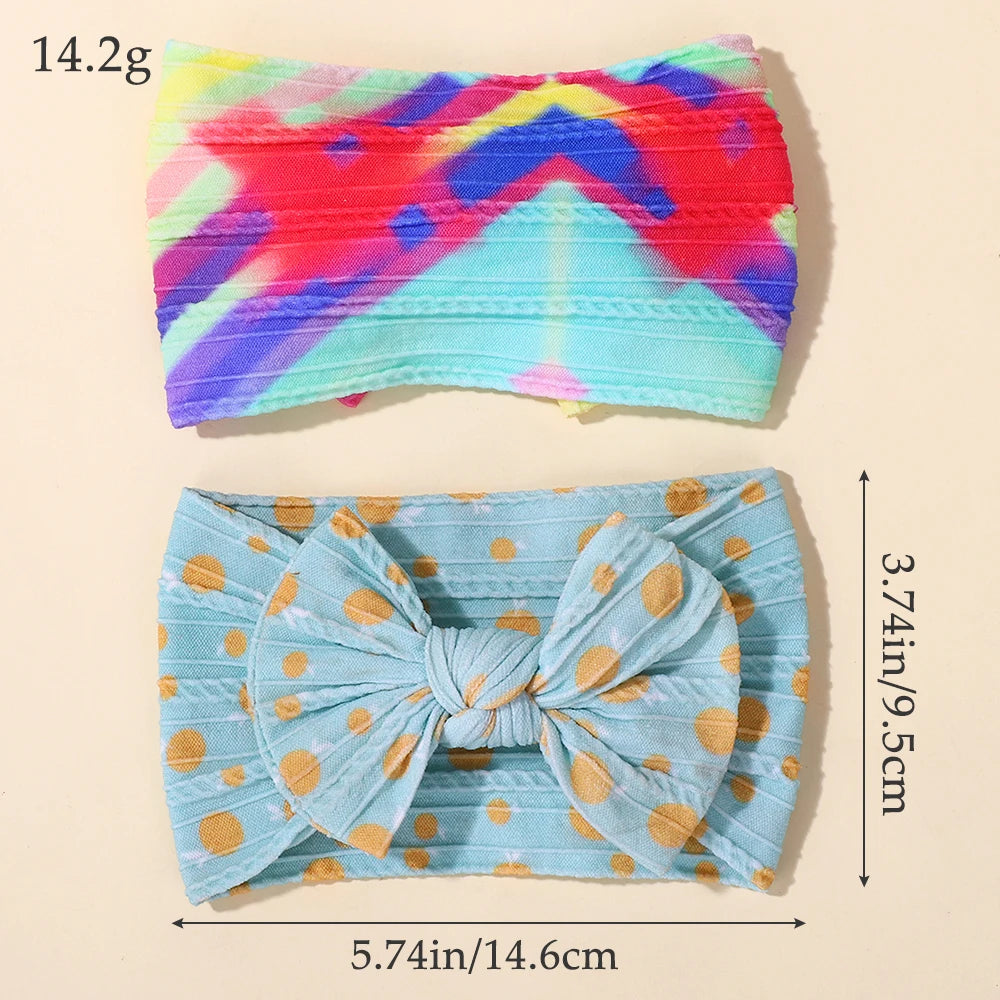 8PCS/lot High Quality Embroidered Nylon Bow Headband with Beautiful Printed Elastic Headband for Infants Toddler Headdress