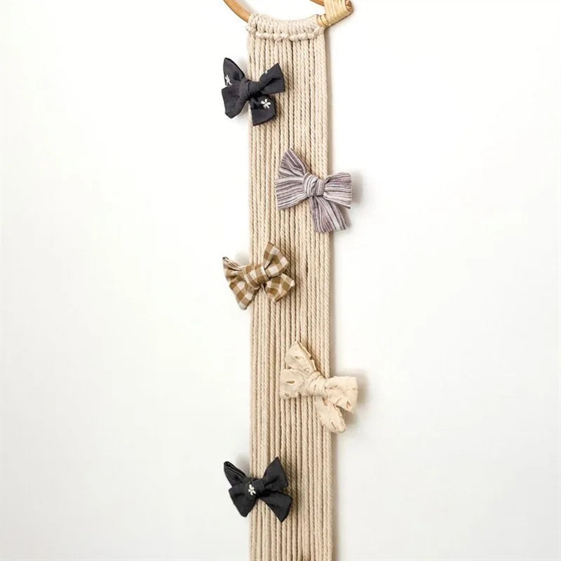 Ns Nordic Rattan Moon Hairpin Storage with Princess Headband Jewelry Organizer Hanging Decoration for Home Room