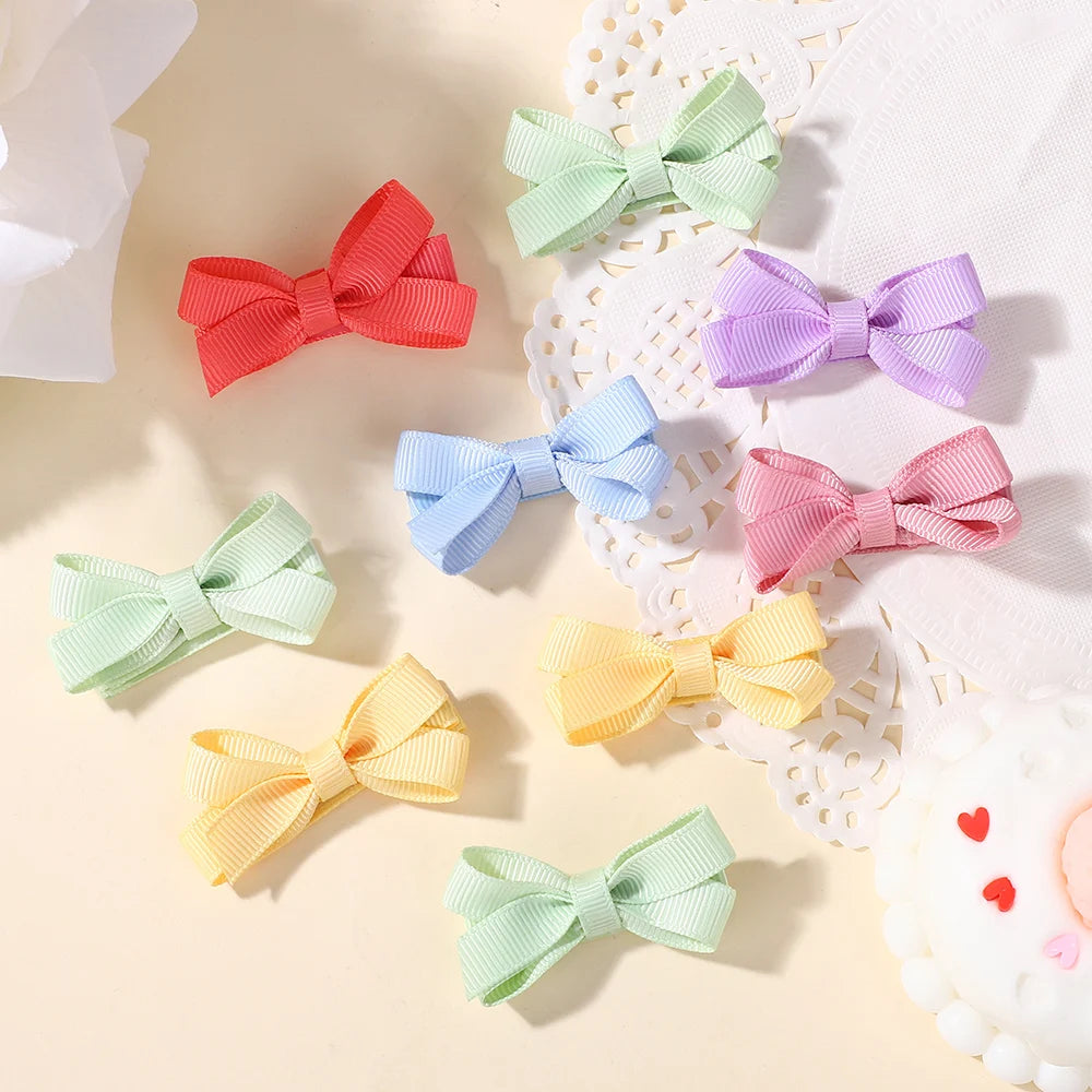 60Pcs Random Candy Color Hair Bows Hair Clip 2.36 Inch Ribbon Hairgripes Cute Baby Girls Headdress