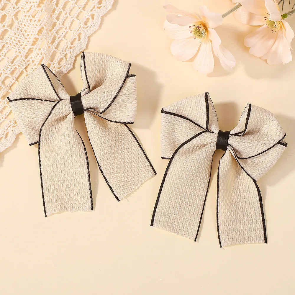 2Pcs/set Elegant Solid Ribbon Bowknot Pearl Hair Clips for Women Girls Korean Handmade Bows Hairpin Headwear Hair Accessories