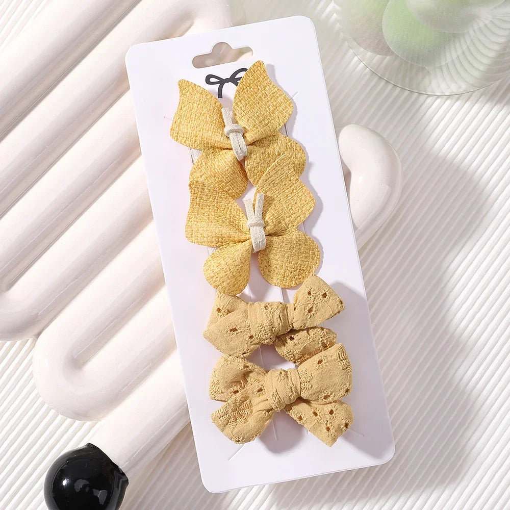 Baby Girls Hair Clips 4Pcs Set Handmade Crochet Butterfly Alloy Hairpins Headwear