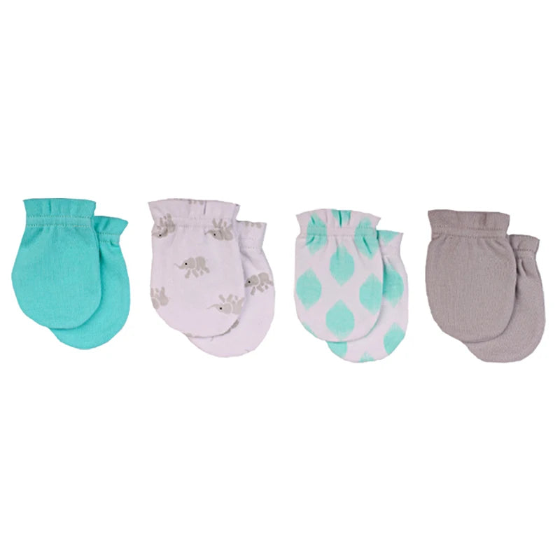 Kiddiezoom Newborn Gloves 0-6M 4/5 Pairs 100 Percent Cotton Breathable Baby Mittens For Newborns