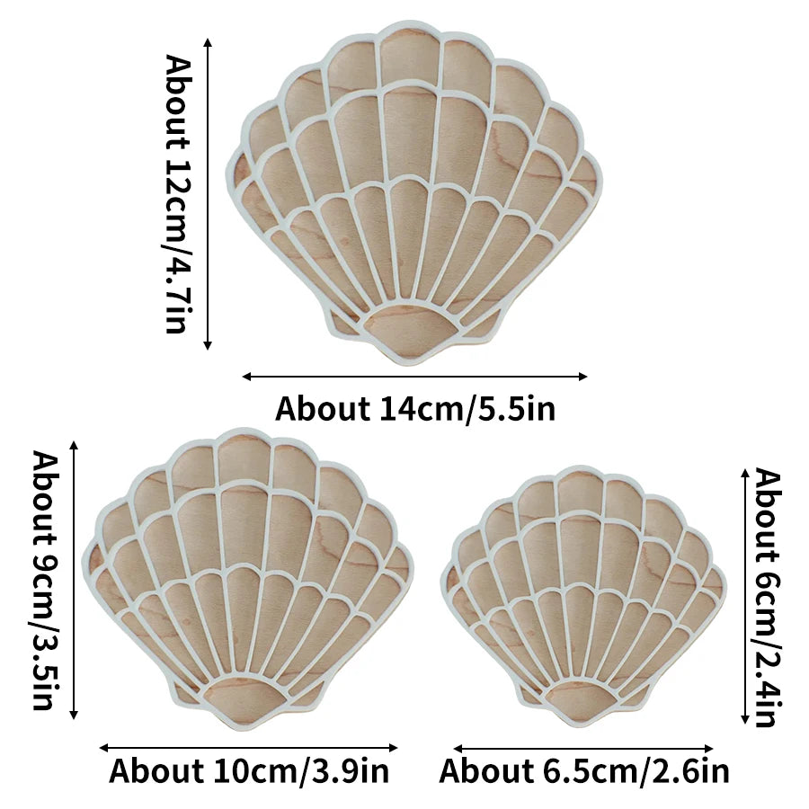 Bohemian Wooden Acrylic Shells and White Mermaid Home Decor Room Background Wall, Nautical Theme Shell Wall Decor for Boys and Girls Room.