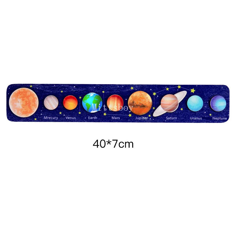 Montessori Wooden Solar System Jigsaw Puzzle Eight Planets Educational Toy For Cognitive Learning